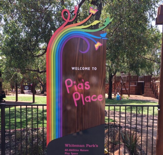Playful signage for Whiteman Park playground